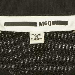 Pre Owned McQ by Alexander McQueen Black Rib Knit Patch Work Lace-Up Mini Dress S