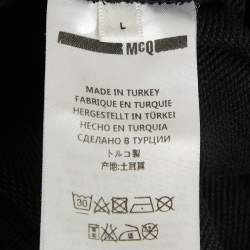 Pre Owned McQ by Alexander McQueen Black Logo Print Cotton Knit T-Shirt Dress L