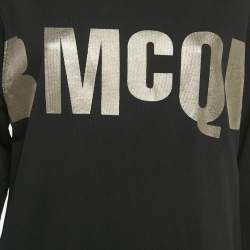 Pre Owned McQ by Alexander McQueen Black Logo Print Cotton Knit T-Shirt Dress L