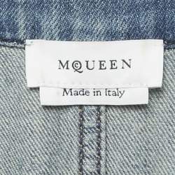 Pre Owned فستان أم سي كيو باي ألكساندر ماكوين أزرق دنيم بحزام قصير صغير