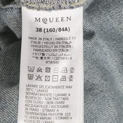 Pre Owned فستان أم سي كيو باي ألكساندر ماكوين أزرق دنيم بحزام قصير صغير