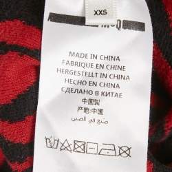 Pre Owned McQ by Alexander McQueen Red Animalskin Pattern Wool Midi Dress XXS