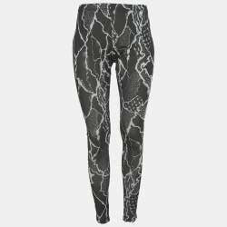 Pre Owned McQ by Alexander McQueen Monochrome Snakeskin Print Jersey Leggings S