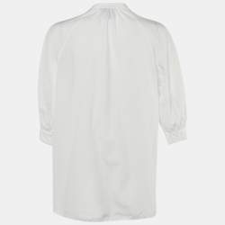 Pre Owned McQ By Alexander McQueen White Cotton Ruffle Detail Blouse L