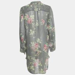 مملوكة مسبقًا فستان قميص حرير شفاف مطبوع باللونين الأسود والأبيض من إم سي كيو باي أليكساندر ماكوين ميديم