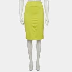 Pre Owned تنورة ميني جيرسي نيون أخضر إم سي كيو باي ألكساندر ماكوين مقاس كبير جدا (إكسترا لارج)