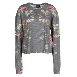 McQ by Alexander McQueen Rose and Houndstooth Print Long Sleeve Sweatshirt M