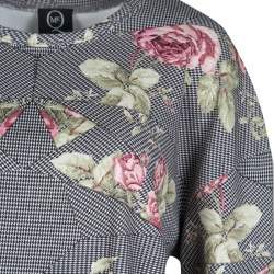 McQ by Alexander McQueen Rose and Houndstooth Print Long Sleeve Sweatshirt M