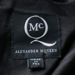 Pre Owned McQ by Alexander McQueen Monochrome Printed Silk Satin Long Sleeve Dress M