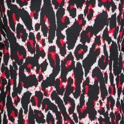 Pre Owned فستان أم سي كيو باي أليكساندر ماكوين نقشة الفهد أحمر وأسود بلا أكمام XL