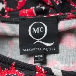 Pre Owned فستان أم سي كيو باي أليكساندر ماكوين نقشة الفهد أحمر وأسود بلا أكمام XL