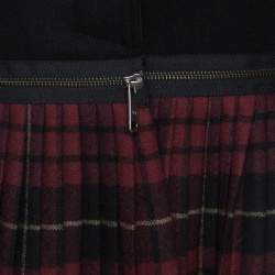 Pre Owned McQ By Alexander Mcqueen Black Convertible Wool Blend Tartan Plaid Kilt Coat M