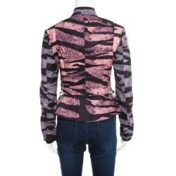 Pre Owned McQ by Alexander McQueen Multicolor Houndstooth and Animal Printed Angular Peplum Jacket S