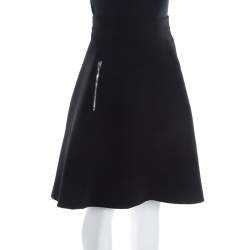 Pre Owned McQ by Alexander McQueen Black Crepe Paneled Zip Detail Skirt M