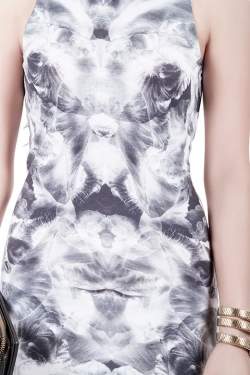 Pre Owned فستان مجسم إم سي كيو باي أليكساندر ماكوين جيرسيه إيريس مطبوع بلا أكمام XS