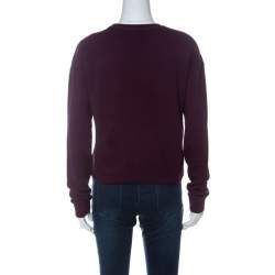 Pre Owned McQ by Alexander McQueen Burgundy Knit Swallow Embellished Jumper XS 