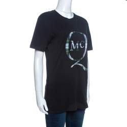 Pre Owned McQ by Alexander McQueen Black Logo Patch Detail T-Shirt XS