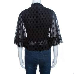 Pre Owned McQ by Alexander McQueen Black Shirred Tulle Peplum Top S