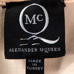 McQ by Alexander McQueen Bicolor Lace Printed Jersey Fitted Dress XS