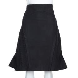 Pre Owned McQ by Alexander McQueen Black Cotton Structured A Line Skirt L
