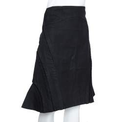Pre Owned McQ by Alexander McQueen Black Cotton Structured A Line Skirt L