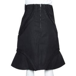 Pre Owned McQ by Alexander McQueen Black Cotton Structured A Line Skirt L