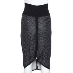 Pre Owned McQ by Alexander McQueen Monochrome Patterned Stretch Knit Button Detail Skirt XS