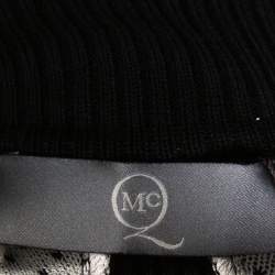 Pre Owned McQ by Alexander McQueen Monochrome Patterned Stretch Knit Button Detail Skirt XS