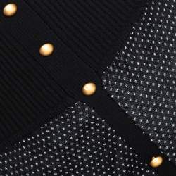 Pre Owned McQ by Alexander McQueen Monochrome Patterned Stretch Knit Button Detail Skirt S