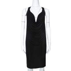Pre Owned McQ by Alexander McQueen Black Jersey Cowl Neck Dress XS