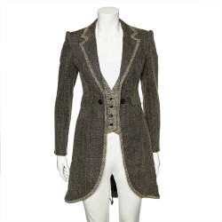 McQ by Alexander McQueen Grey Linen Button Front Blazer Coat S