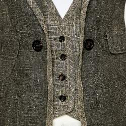 McQ by Alexander McQueen Grey Linen Button Front Blazer Coat S