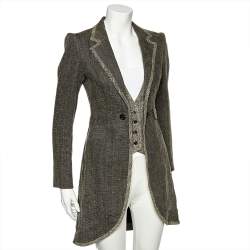 McQ by Alexander McQueen Grey Linen Button Front Blazer Coat S