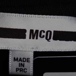 McQ by Alexander McQueen Black Cotton Eyelet Trimmed Ruffled T-Shirt S