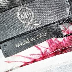 Pre Owned McQ by Alexander McQueen White Feather printed Silk Pleated Balloon Skirt L