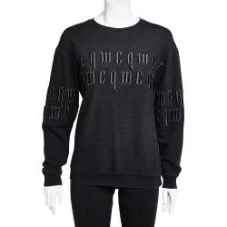 Pre Owned McQ by Alexander McQueen Black Logo Embroidered Cotton Knit Sweatshirt M