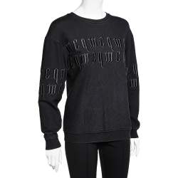 Pre Owned McQ by Alexander McQueen Black Logo Embroidered Cotton Knit Sweatshirt M