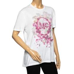 McQ by Alexander McQueen White Cotton Floral Print Top M