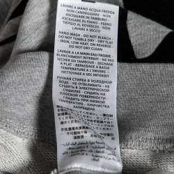 Pre Owned McQ by Alexander McQueen Grey Flocked Swallow Cotton Knit Crewneck Sweatshirt XS