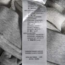 Pre Owned McQ by Alexander McQueen Grey Flocked Swallow Cotton Knit Crewneck Sweatshirt XS