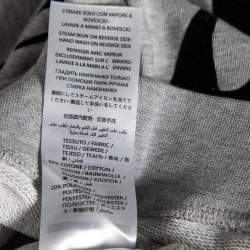 Pre Owned McQ by Alexander McQueen Grey Flocked Swallow Cotton Knit Crewneck Sweatshirt XS