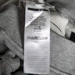 Pre Owned McQ by Alexander McQueen Grey Flocked Swallow Cotton Knit Crewneck Sweatshirt XS