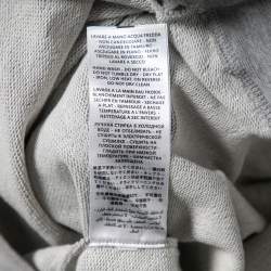 Pre Owned McQ by Alexander McQueen Grey Flocked Swallow Cotton Knit Crewneck Sweatshirt XS