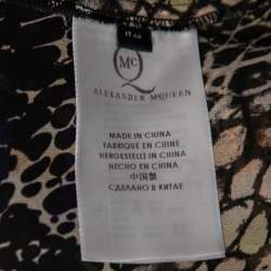 Pre Owned McQ by Alexander McQueen Multicolor Croc Printed Silk Long Sleeve Blouse M