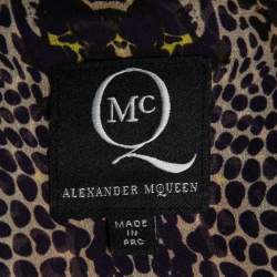 Pre Owned McQ by Alexander McQueen Multicolor Croc Printed Silk Long Sleeve Blouse M