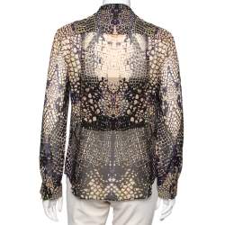 Pre Owned McQ by Alexander McQueen Multicolor Croc Printed Silk Long Sleeve Blouse M