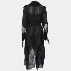 McQ by Alexander McQueen Black Crepe Lace Hem Coat L