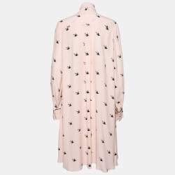 Pre Owned McQ by Alexander McQueen Pink Crepe Swallow Motif Neck Tie Dress M