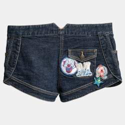 McQ by Alexander McQueen Blue Denim Applique Detail Shorts S