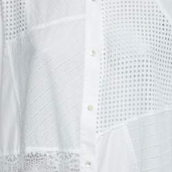 Pre Owned McQ by Alexander McQueen White Eyelet Embroidered Cotton Shirtdress L